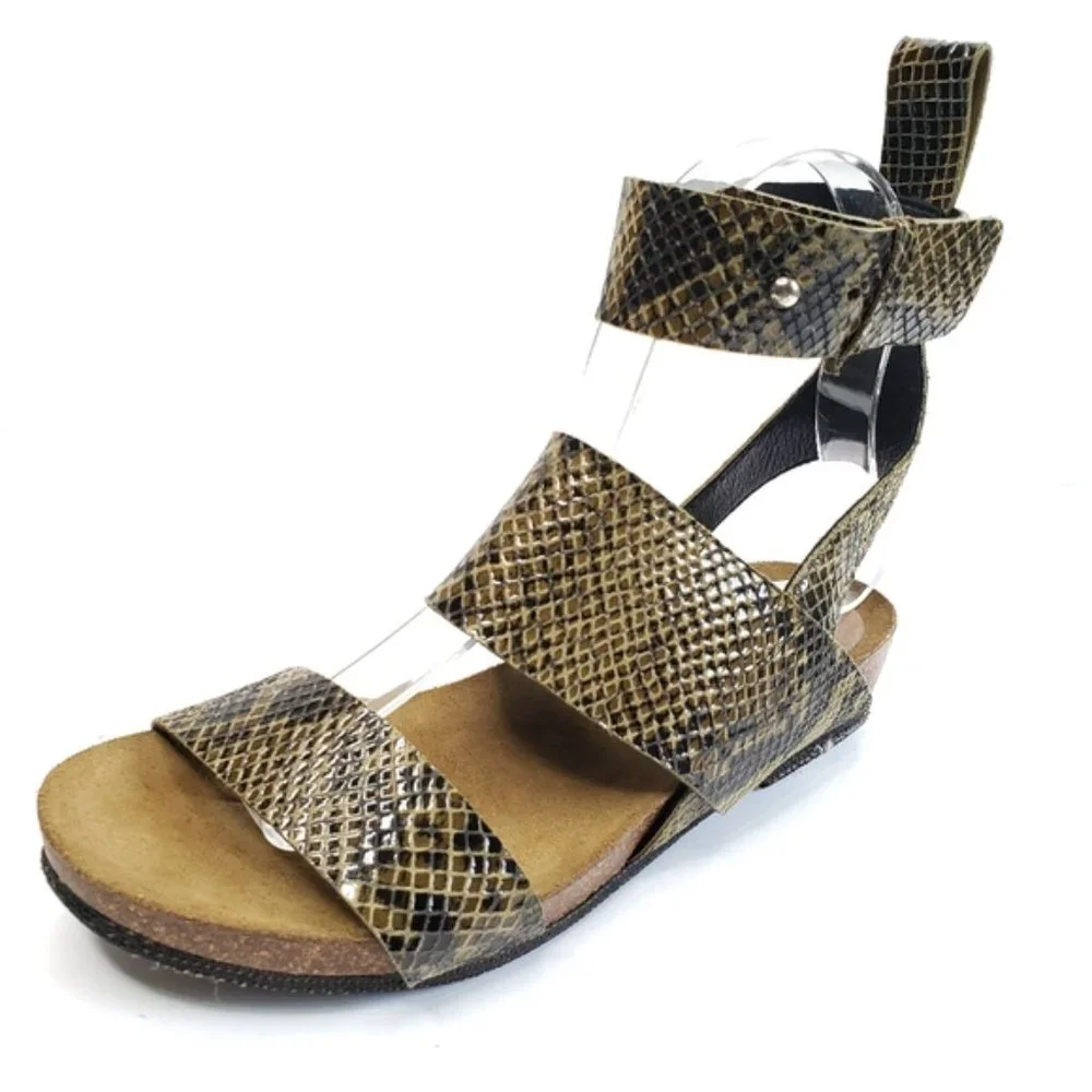 SYLVEN NEW YORK Renegade Strappy Suede Sandal In Taupe Snake Skin